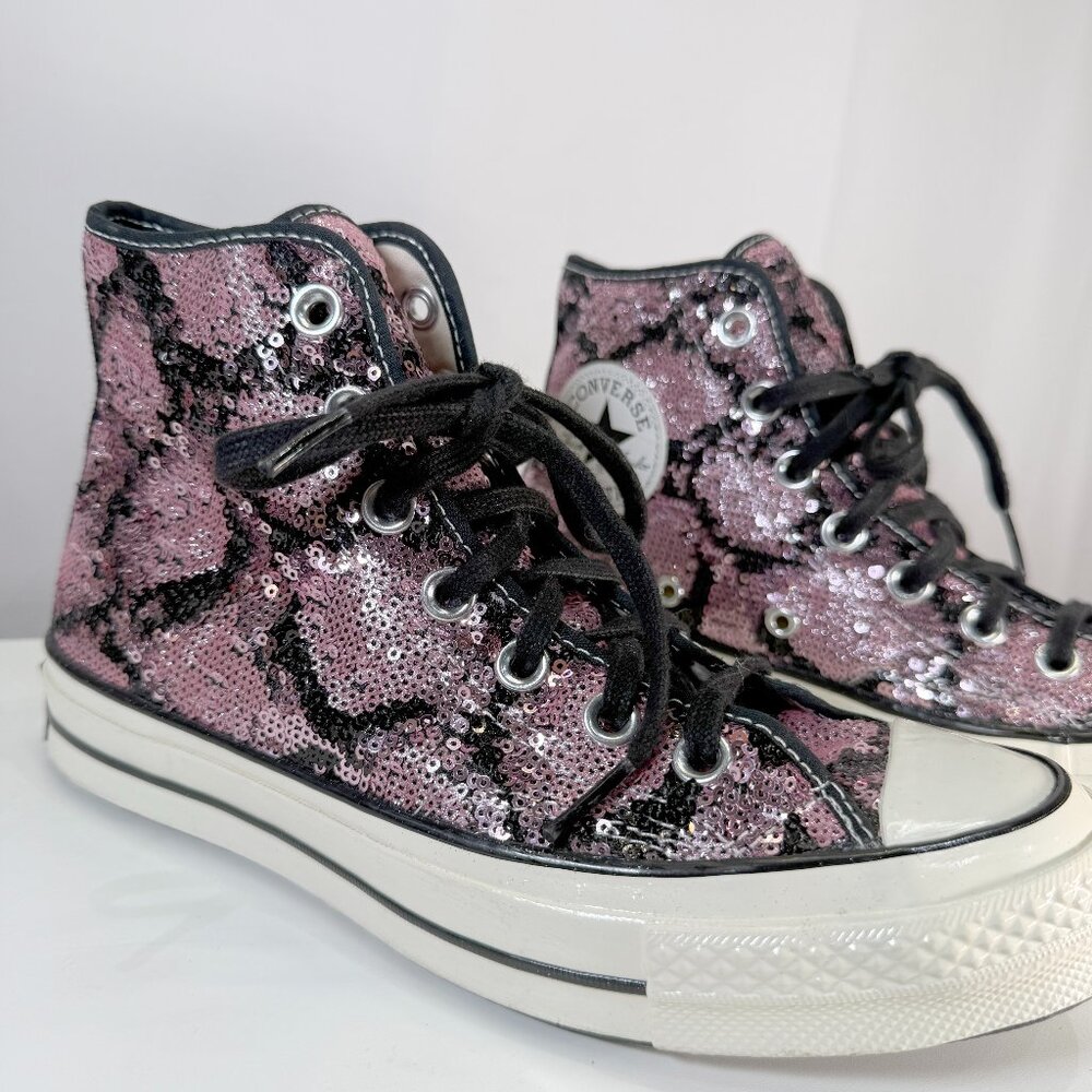 New Converse Chuck Taylor 70 Sequin Pink Black High Top Women’s 7 EU 37.5
